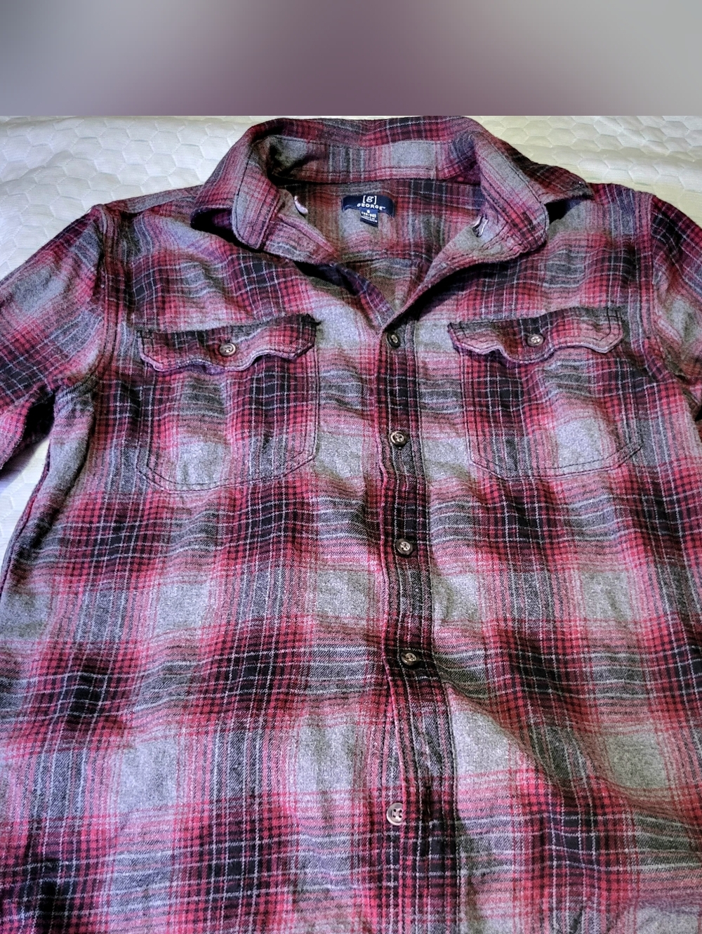Men's Red Plaid Button-Up Shirt